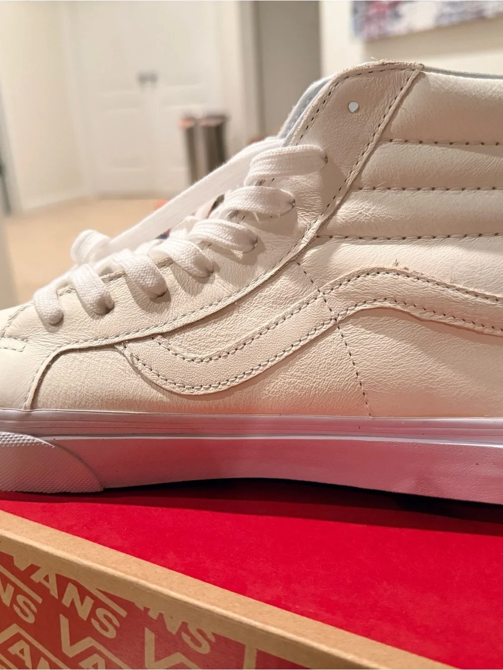 Vans White High-Top Leather Skate Shoe